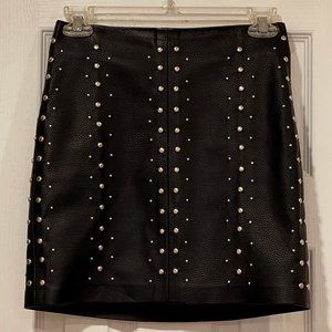 Bershka Faux Leather Black Skirt Silver Studs